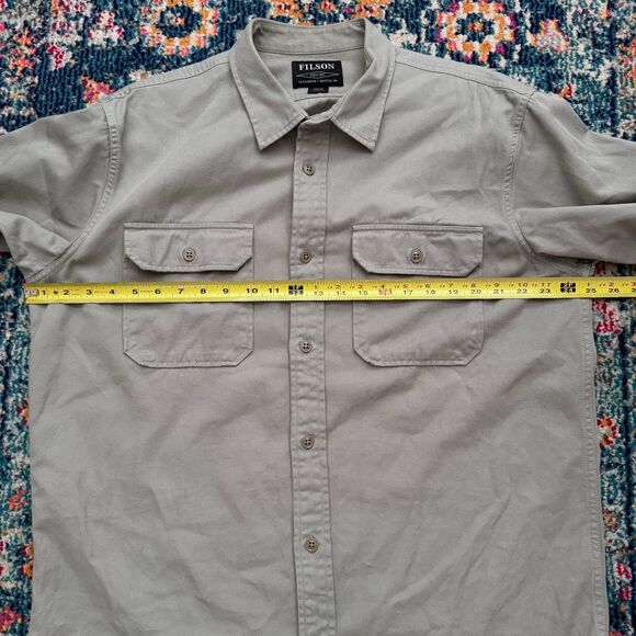 C.C. FILSON Men's Chino Twill Button Down Shirt in Fog Gray Size Large - Picture 7 of 10